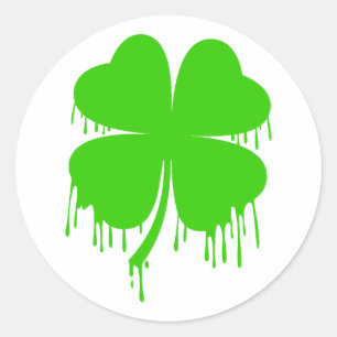 Dripping Four Leaf Clover  Classic Round Sticker