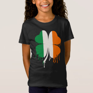 Dripping Four Leaf Clover Irish Flag T-Shirt