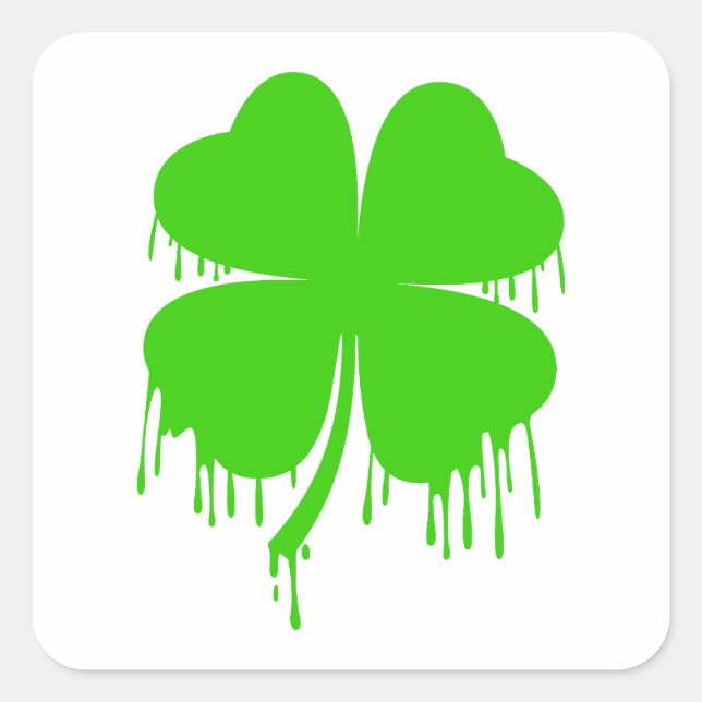 Dripping Four Leaf Clover  Square Sticker (Front)