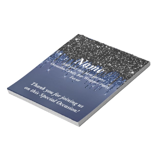 Dripping Glitter Candy Bar Wrapper Party Favours Notepad (Rotated)