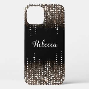 Dripping Glitter Gold Rain Glamourous Glam Name iPhone 12 Case