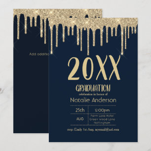 Dripping Glitter Graduation Class of 20xx Modern Invitation