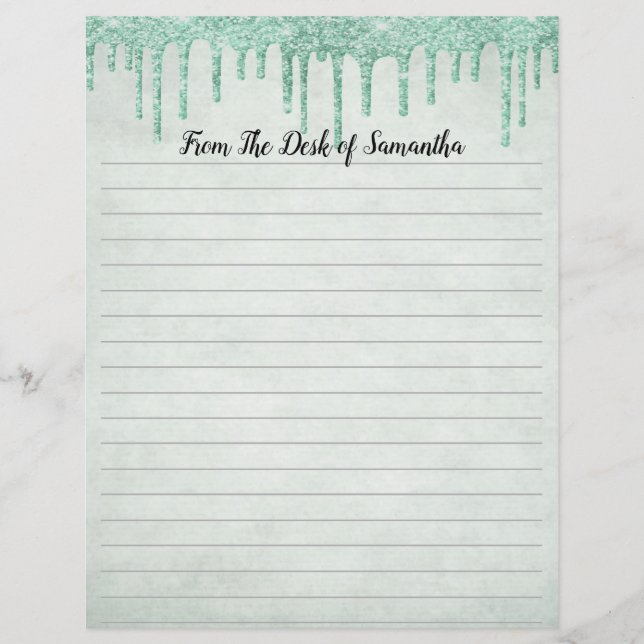 Dripping Glitter Green Lined Stationary (Front)