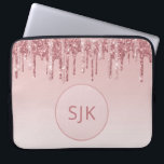 Dripping Glitter Pink Rose Gold Monogram Laptop Sleeve<br><div class="desc">Blush Pink - Rose Gold Faux Dripping Glitter and Sparkle Elegant Monogram Laptop Computer Case. This monogrammed case can be customised to include your initial and first name.</div>