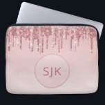 Dripping Glitter Pink Rose Gold Monogram Laptop Sleeve<br><div class="desc">Blush Pink - Rose Gold Faux Dripping Glitter and Sparkle Elegant Monogram Laptop Computer Case. This monogrammed case can be customised to include your initial and first name.</div>