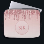 Dripping Glitter Pink Rose Gold Monogram Laptop Sleeve<br><div class="desc">Blush Pink - Rose Gold Faux Dripping Glitter and Sparkle Elegant Monogram Laptop Computer Case. This monogrammed case can be customised to include your initial and first name.</div>