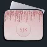 Dripping Glitter Pink Rose Gold Monogram Laptop Sleeve<br><div class="desc">Blush Pink - Rose Gold Faux Dripping Glitter and Sparkle Elegant Monogram Laptop Computer Case. This monogrammed case can be customised to include your initial and first name.</div>