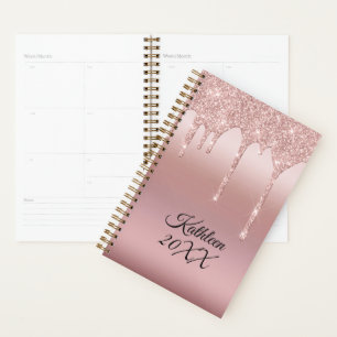 Dripping Glitter Rose Gold Personalised Planner