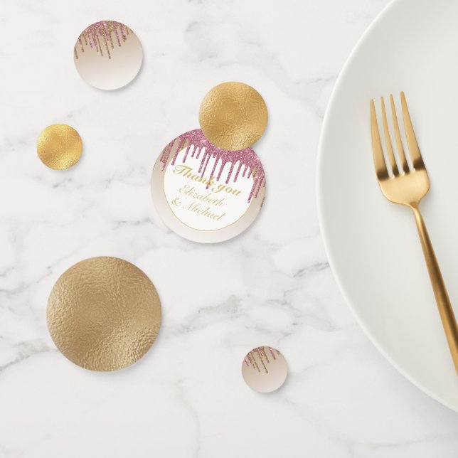 Dripping Glitter Rose Pink Gold Girls THANK YOU Confetti (Group)