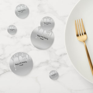 Dripping Glitter Silver Personalised Birthday  Confetti
