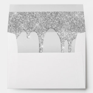 Dripping Glitter Silver Personalised  Envelope