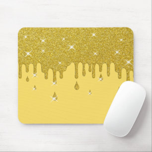 Dripping Gold Glitter Effect & Sparkles Mouse Pad