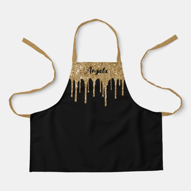 Dripping Gold Glitter Glam Personalised S Apron (Front)
