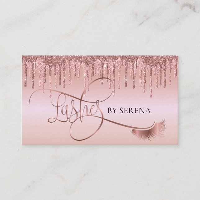 Dripping Gold Lashes Beauty Makeup Girl Lash Business Card (Front)