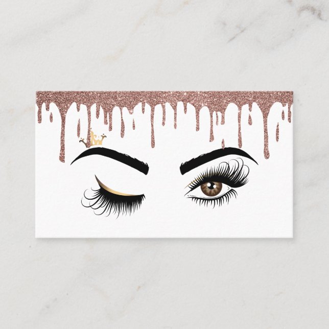 Dripping Gold Makeup artist Wink Eye Lashes Business Card (Front)