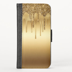Dripping Gold Paint Glitter Accents Sparkly Art Case