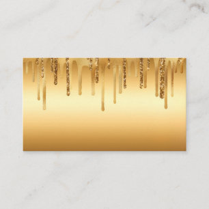 Dripping Gold Paint Glitter Accents Sparkly Business Card