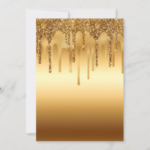 Dripping Gold Paint Glitter Accents Sparkly Invitation