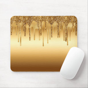 Dripping Gold Paint Glitter Accents Sparkly Mouse Pad