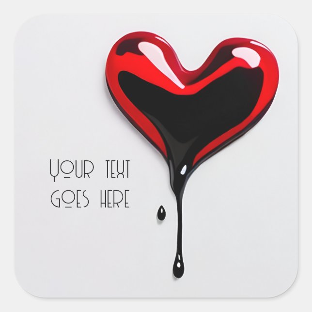 Dripping Graffiti stencil Heart – Custom Text Square Sticker (Front)