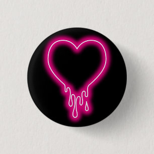 dripping heart 3 cm round badge