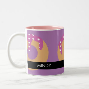 Dripping Heart Doughnut Sprinkles Purple Pink Two-Tone Coffee Mug