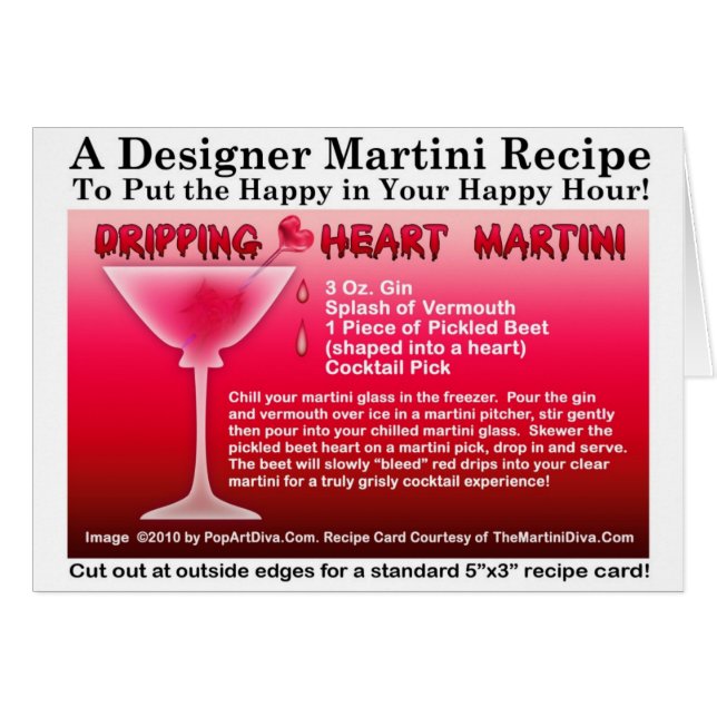 Dripping Heart Halloween Martini Recipe Card (Front Horizontal)