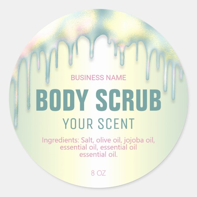 Dripping Holographic Scrub Labels (Front)