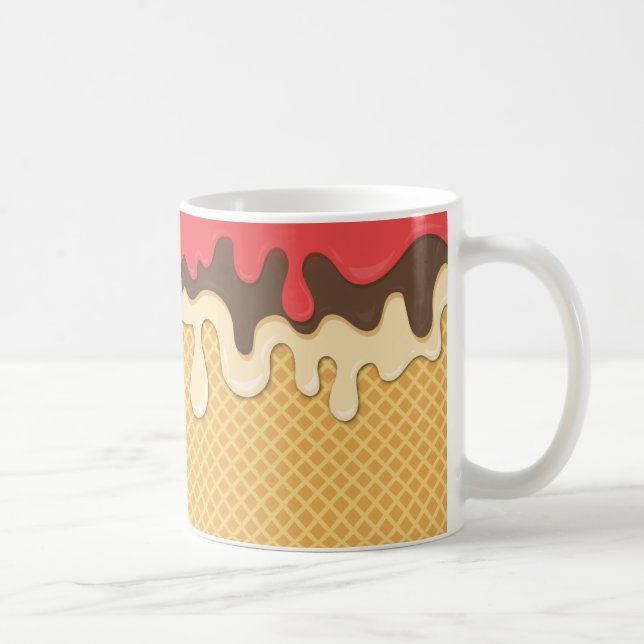 Dripping Ice Cream Cone Coffee Mug, Cup (Right)