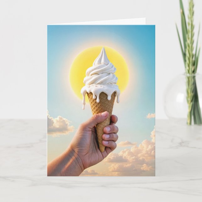 Dripping Ice Cream Cone in Hot Sun Card (Front)