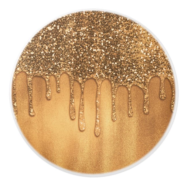 Dripping in Gold Honey Glitter Pretty Drips Ceramic Knob (Front)
