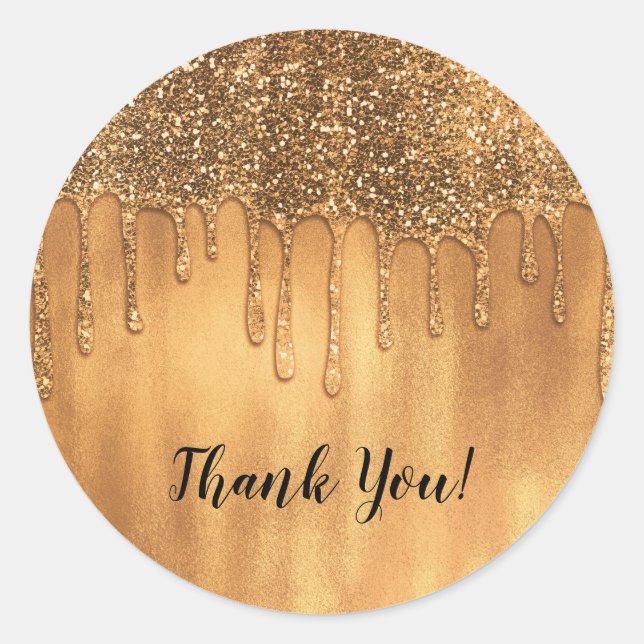 Dripping in Gold Honey Glitter Sweet 16 Party Classic Round Sticker (Front)