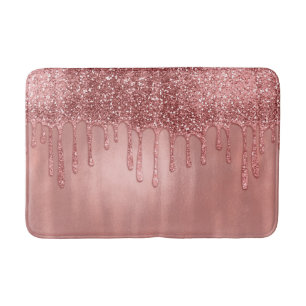 Dripping in Rose Gold Glitter Pretty Pink Drips Bath Mat
