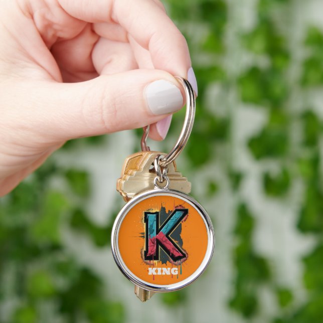 Dripping K: Bold One-Letter Customisable Graffiti Key Ring (Hand)