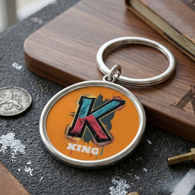 Dripping K: Bold One-Letter Customisable Graffiti Key Ring (Creator Uploaded)
