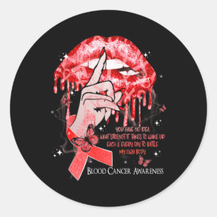 Dripping Lips Butterflies Women Blood Cancer Aware Classic Round Sticker