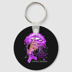 Dripping Lips Butterflies Women Overdose Awareness Key Ring