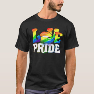 Dripping Lips Kiss Pride Lgbt Gay Love Lesbian Rai T-Shirt