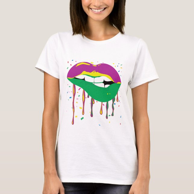 Dripping Lips Mardi Gras  T-Shirt (Front)