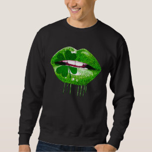 Dripping Lips Shamrock Funny St Patrick's Day Sweatshirt