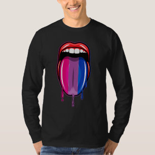 Dripping Lips Tongue Bisexual Pride Bisexuality Fl T-Shirt