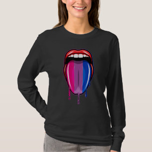 Dripping Lips Tongue Bisexual Pride Bisexuality Fl T-Shirt