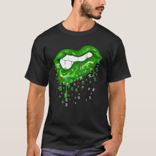 Dripping Lips With Pi Symbols St Patricks Day Pi D T-Shirt