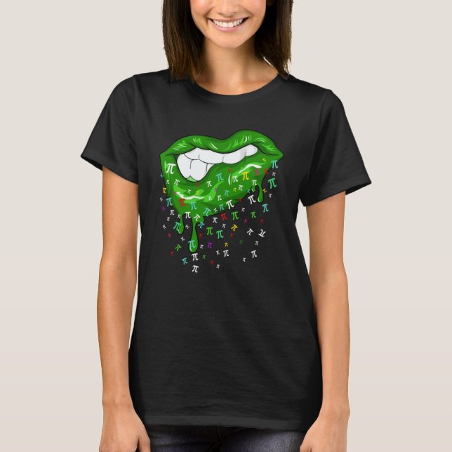 Dripping Lips With Pi Symbols St Patricks Day Pi D T-Shirt (Front)