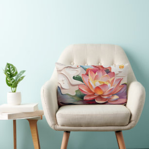 Dripping Lotus Art Lumbar Cushion