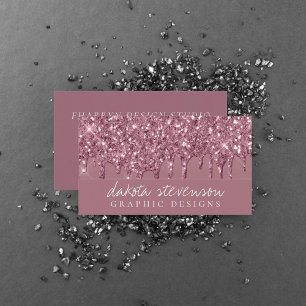 Dripping Mauve Glitter Dusty Pink Melt Shimmer Business Card