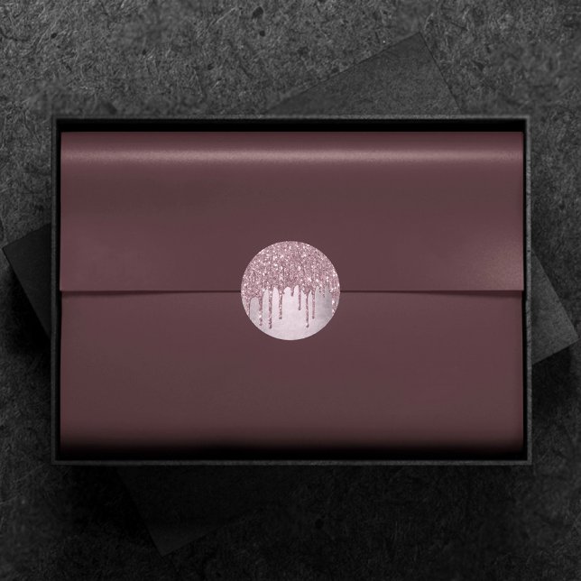 Dripping Mauve Glitter | Dusty Pink Melt Shimmer Classic Round Sticker (Creator Uploaded)