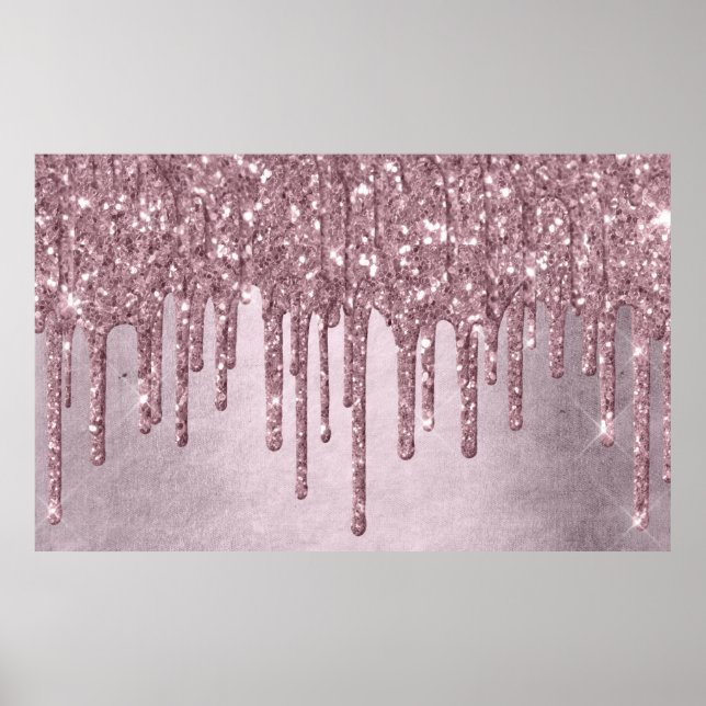 Dripping Mauve Glitter | Dusty Pink Melt Shimmer Poster (Front)