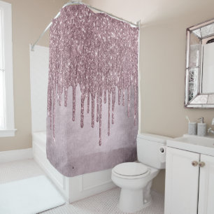 Dripping Mauve Glitter   Dusty Pink Melt Shimmer Shower Curtain