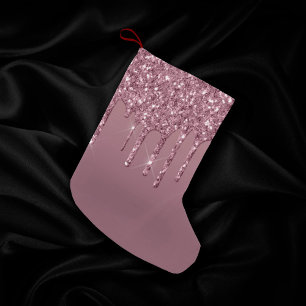 Dripping Mauve Glitter Dusty Pink Melt Shimmer Small Christmas Stocking